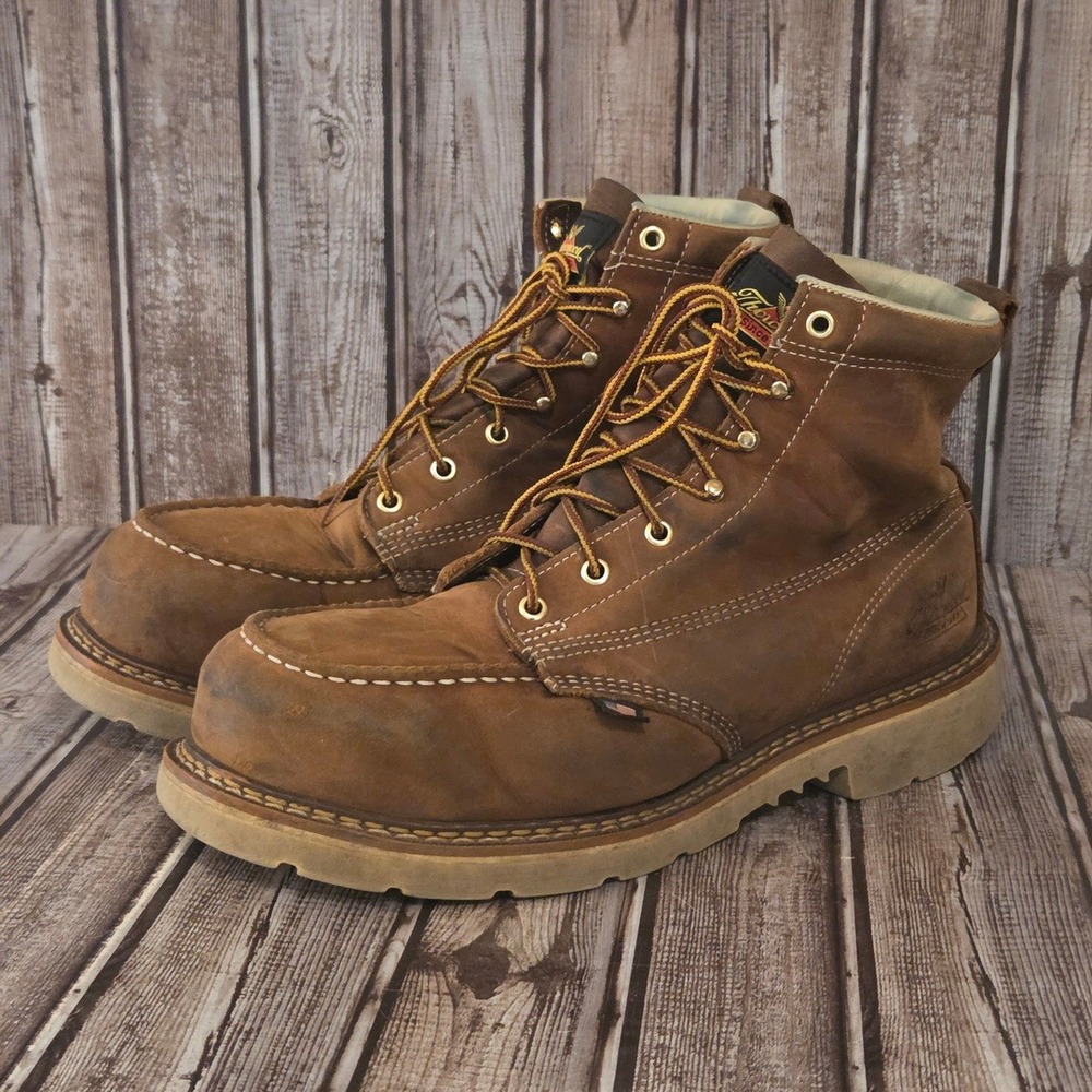 Sz 11 D Mens Thorogood American Heritage 6" Brown Moc Steel Toe Work Boots